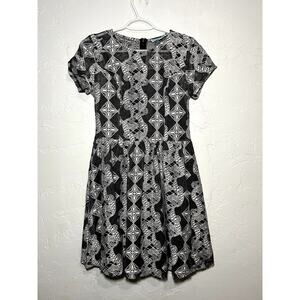 Dina Be pattern flare sheer t shirt dress womens medium‎ boho artsy fairy grunge